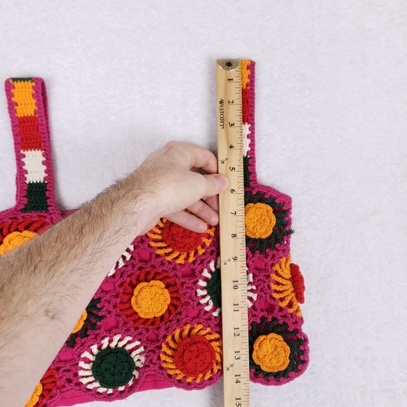FARM Rio Crochet Crop Top Small Handmade Multicolor Boho Festival Summer Y2K - Picture 8 of 8